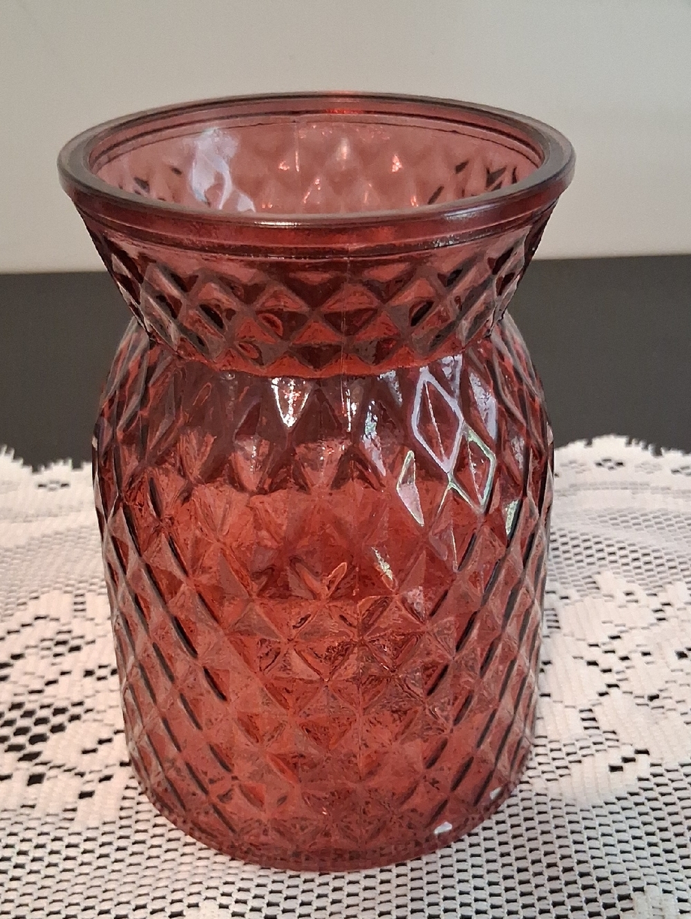 Textured Ruby Red Glass Vase - Decorative Home Accent